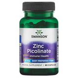 Frasco de suplemento Swanson Picolinato de Zinc 22 mg 60 cápsulas