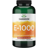 Frasco de suplemento Swanson Vitamina E 1000 IU 250 cápsulas blandas