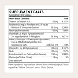 Tabla nutricional del suplemento Thorne Complejo B para el Estrés 60 cápsulas
