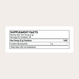 Tabla nutricional del suplemento Thorne Creatina Monohidratada 450 g Polvo