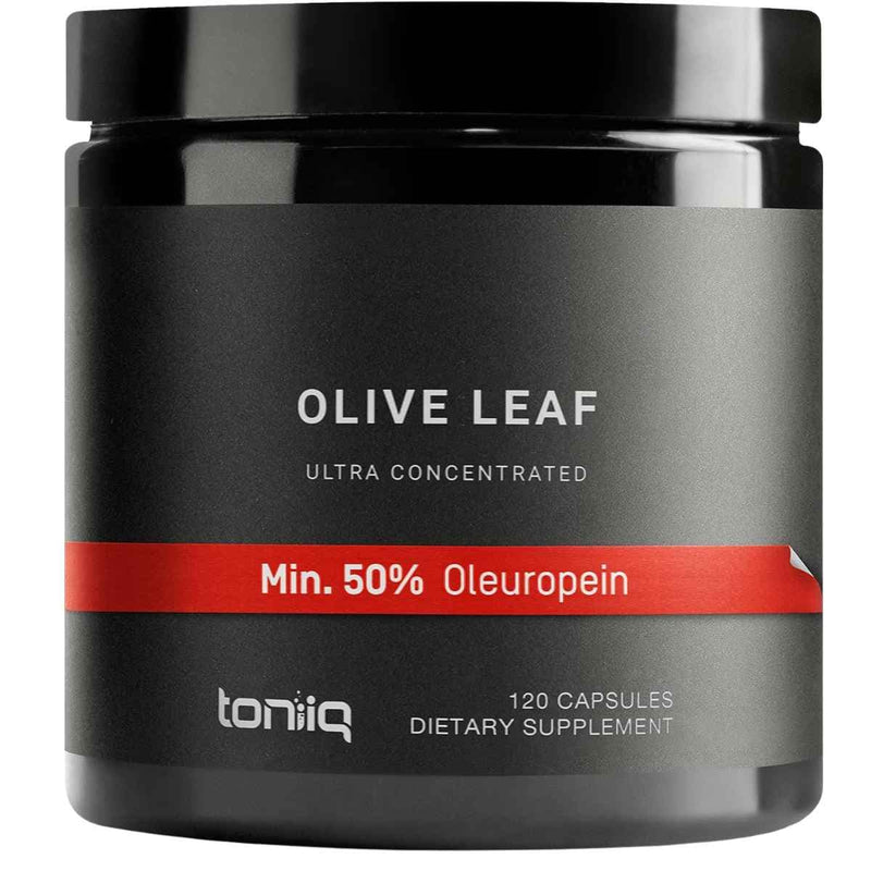 Frasco de suplemento Toniiq Extracto de Hoja de Olivo 120 cápsulas