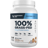 Frasco de suplemento Transparent Labs 100% Aislado de Proteína de Suero Grass-Fed Sabor Avena con Chispas de Chocolate 2.40 lbs polvo