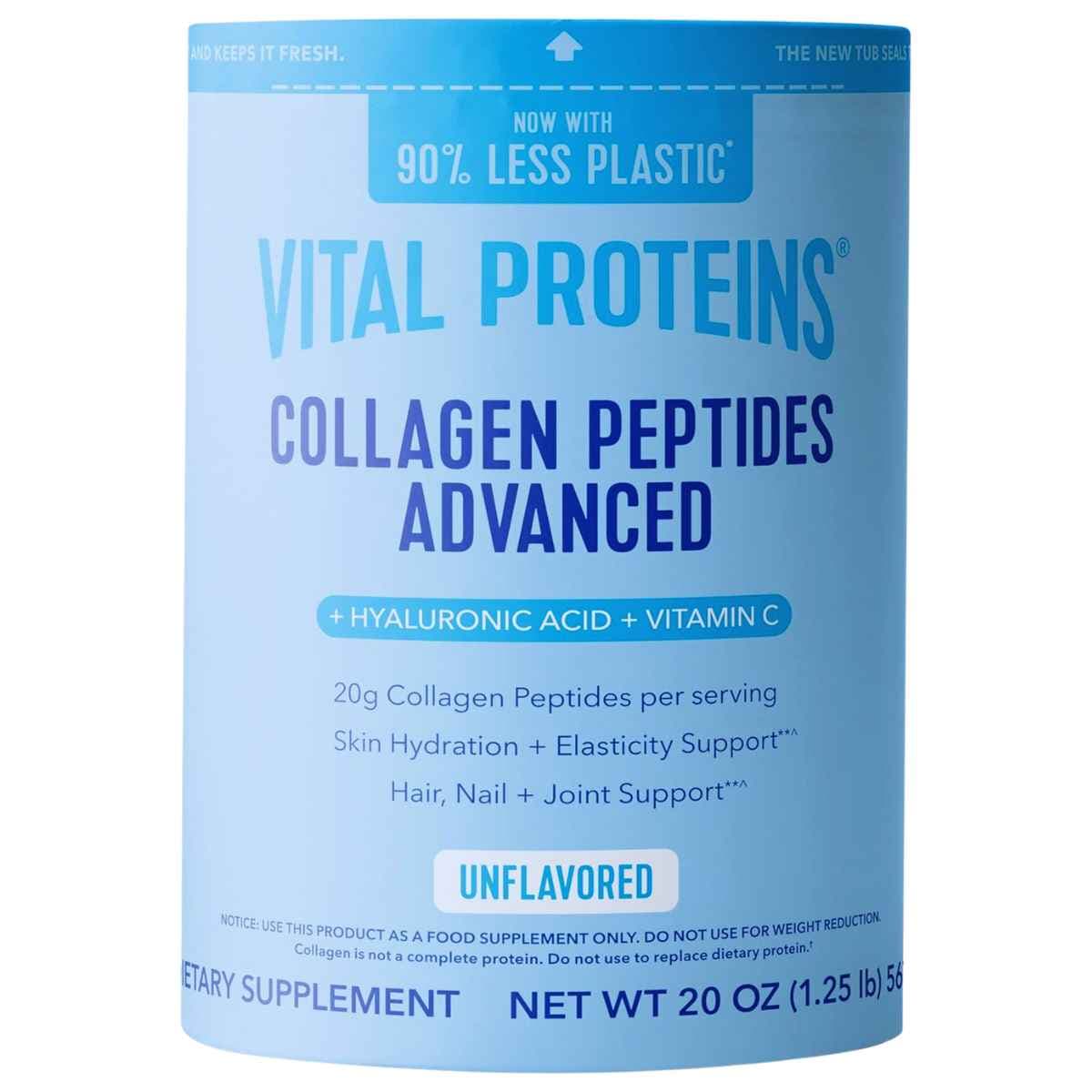 Frasco de suplemento Vital Proteins Collagen Peptides Advanced Unflavored 20 oz
