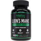 Frasco de suplemento VitaRaw Melena de León Orgánica 120 cápsulas