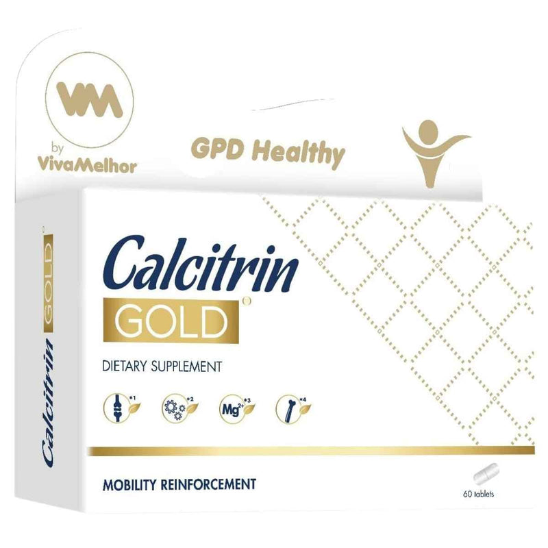 Caja del suplemento VivaMelhor Calcitrin Oro 60 tabletas
