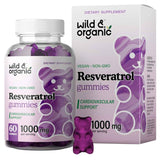 Frasco de suplemento Wild & Organic Resveratrol sabor Arándano Azul 60 gomitas