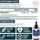 Tabla nutricional del suplemento Windsor Botanicals Vitamina B12 Metilcobalamina Sabor Cítrico 60 ml Gotas
