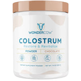 Frasco de suplemento WonderCow Calostro Bovino Chocolate 209 g polvo