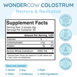 Tabla nutricional del suplemento WonderCow Calostro Bovino Sin Sabor 120 g polvo