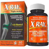 Frasco y caja del suplemento X Ray Dol Glucosamina, Condroitina, MSM 60 Tabletas