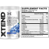Tabla nutricional del suplemento Xtend Original 7G BCAA Frambuesas Azules 30 servicios