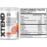 Tabla nutricional del suplemento Xtend Original 7G BCAA Naranja Sanguina Italiana 30 servicios