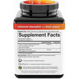 Tabla nutricional del suplemento Youtheory Cúrcuma (Complejo Curcumin C3) 2250 mg 210 Cápsulas Vegetarianas