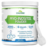 Frasco de suplemento Zazzee Naturals Myo-Inositol en Polvo 366 g