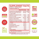 Tabla nutricional del suplemento Zhou Nutrition Soporte para la Tiroides con Yodo 60 Cápsulas Vegetales